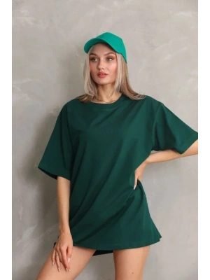 Regular Fit Tişört Bisiklet Yaka Yazlık Kısa Kol Basıc Thirt  Yeşil