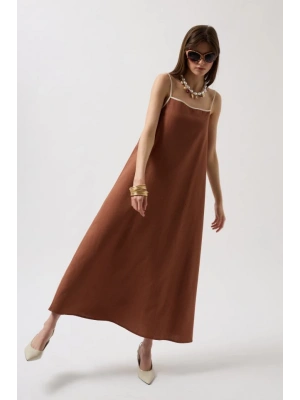 Şerit Detay Keten axi Elbise