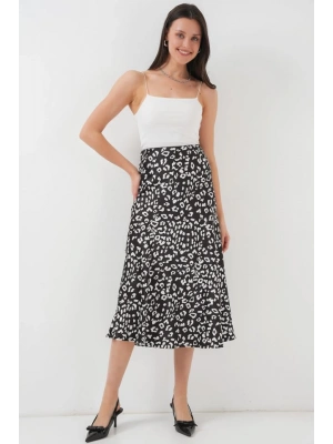 Siyah Beyaz Desenli Saten Etek 15806