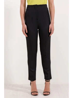 Siyah Yüksek Bel Kumaş Pantolon 6650