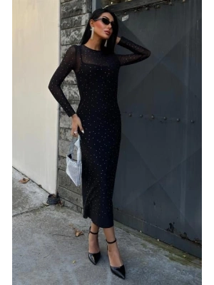 Taş İşlemeli Premium Tül Elbise 2829