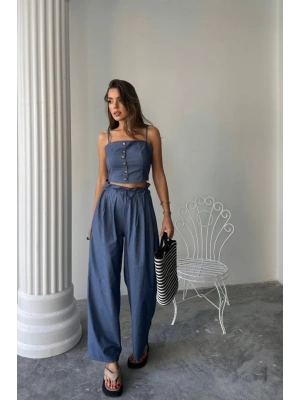 TENCE CROP AKII BUZ  ŞAVAR PANTOON TK  İndigo