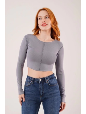 Ters Dikişli Basic Antrasit Body Bluz