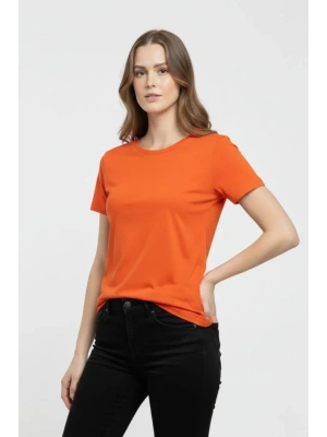 Thirt Bisiklet Yaka lim Fit ikralı Tişört Günlük Basic Body  Turuncu