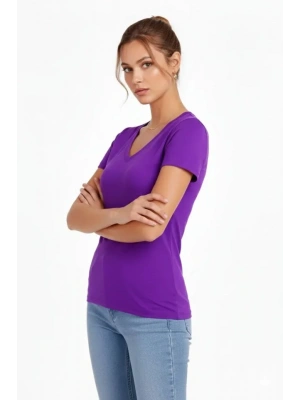 Thirt V Yaka lim Fit ikralı Tişört Günlük Basic Body  or