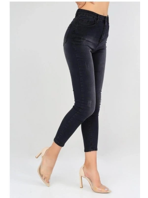 Tırnak Işlemli Yüksek Bel Likralı Kot Pantolon86cm