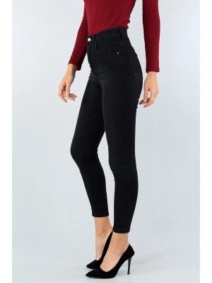 Tırnaksız Işlemli Yüksek Bel Kot Pantolon