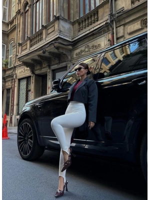 Toparlayıcı Füzo Tayt ikralı Ayak Detaylı  Beyaz