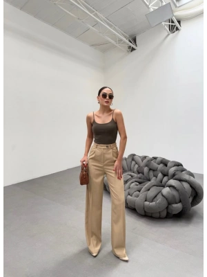 Trio Arka Bel Lasti̇k Detayli Palazzo Pantolon