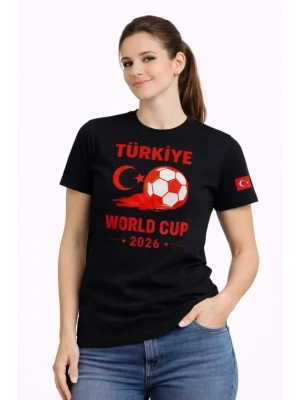 Türkiye World Cup 2026 Baskılı Tişört Futbol Temalı Forma Thirt  iyah