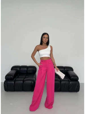 Üç Düğme Detayli Palazzo Pantolon