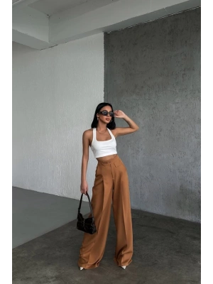 Üç Düğme Detayli Palazzo Pantolon