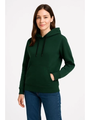 Üç İplik Kapüşonlu Kanguru Çepli weathirt Hoodie  Haki