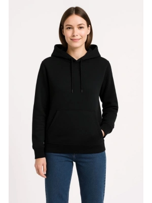 Üç İplik Kapüşonlu Kanguru Çepli weathirt Hoodie  iyah