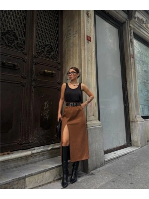 ÜET KALEM ETEK YIRTMAÇ DETAYLI  Taba