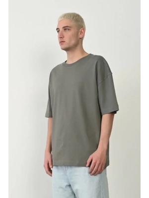 Unisex Basic Bisiklet Yaka Oversize Thirt  Füme