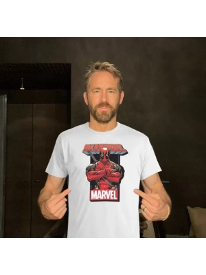 Unisex Bisiklet Yaka Baskılı Oversize Thirt  Beyaz