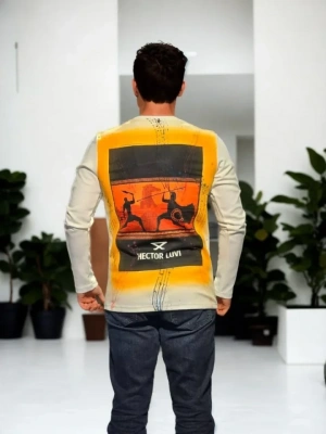 Unisex Bisiklet Yaka Uzun Kollu Thirt  Beyaz