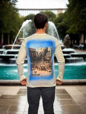 Unisex Bisiklet Yaka Uzun Kollu Thirt  Beyaz