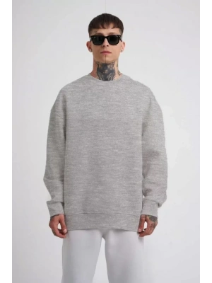 Unisex Biskilet Yaka Üç İplik weathirt  Gri