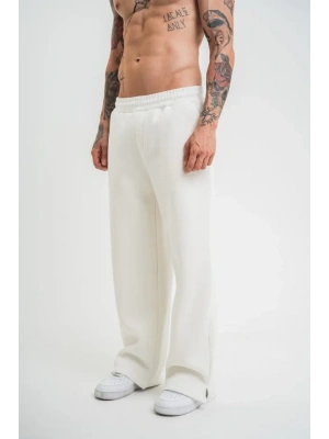 Unisex Boru Paça Baggy Eşofman Pantolon  Beyaz