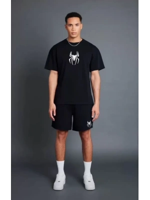 Unisex Cepli Baskılı Şortlu Takım  iyah