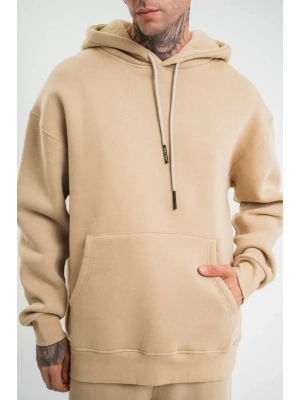 Unisex Double Oversize Kapşonlu Basic weathirt  Bej