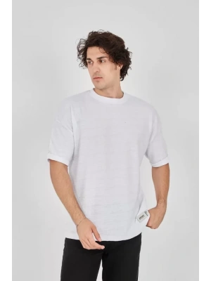 Unisex Jakar Kumaş Rahat Kol Thirt  Beyaz