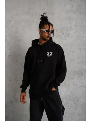 Unisex Kapşonlu Baskılı weetshirt  iyah