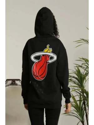 Unisex Kapşonlu Baskılı weetshirt  iyah