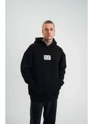 Unisex Kapşonlu Uzun Kol Patchli Nakışlı weathirt   iyah