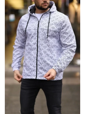 Unisex Kapüşonlu İçi Astarlı Yağmurluk  Beyaz