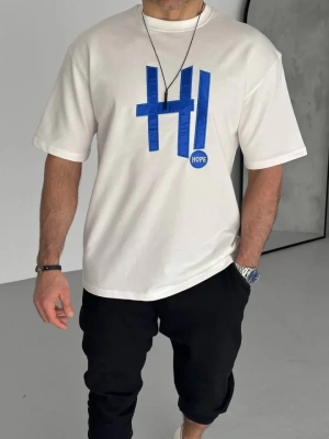 Unisex Nakış İşlemeli Thirt  Beyaz