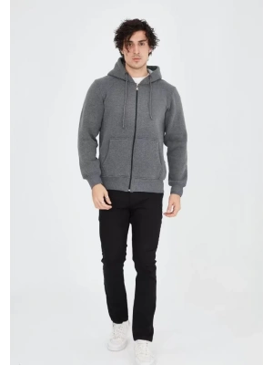 Unisex Tam Fermuarlı Kapşonlu  weathirt  Füme