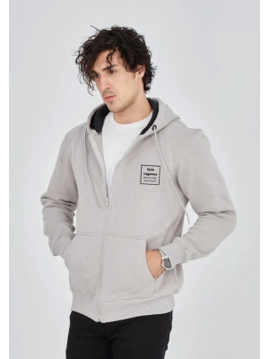 Unisex Tam Fermuarlı Kapşonlu Özel Tasarım weathirt  Boyama Gri