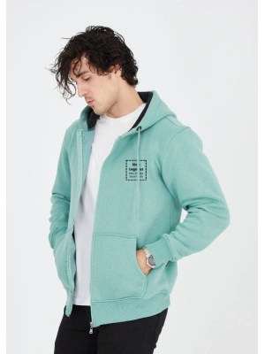 Unisex Tam Fermuarlı Kapşonlu Özel Tasarım weathirt  int Yeşili