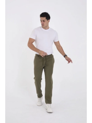 Unisex Üç İplik Basic Eşofman Özel Tasarım Pantolon  Haki