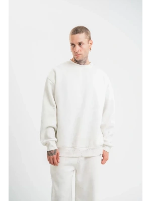 Unisex Uzun Kol Bisiklet Yaka Yıkamalı weathirt  Beyaz