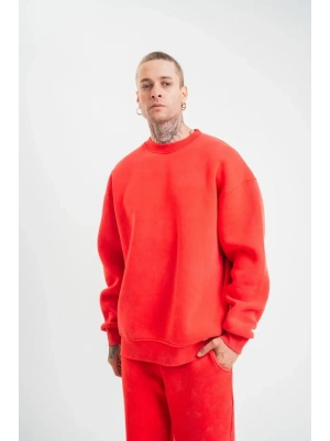 Unisex Uzun Kol Bisiklet Yaka Yıkamalı weathirt  Kırmızı