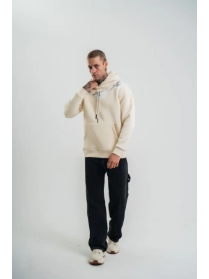 Unisex Uzun Kol Bisiklet Yaka Yıkamalı weathirt  Krem