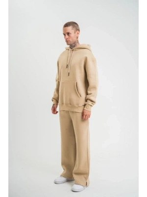 Unisex Uzun Kol Kapşonlu Eşofman Takım  Bej