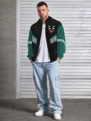 Unisex Uzun Kollu Paraşüt Kumaş Rüzgarlik  iyah