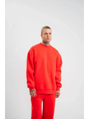 Uzun Kol Bisiklet Yaka Basic SweatShirt  Kırmızı