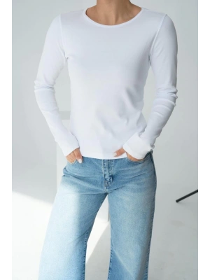 Uzun Kol Örme Body  Beyaz