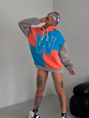 W Nakış İşlemeli Kapüşonlu weatshirt  avi