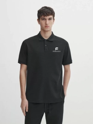 Yakası Düğmeli Yakalı Pike Baskılı Thirt  Beyaz