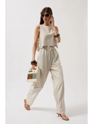 Yandan Bağlamalı Crop Bluz