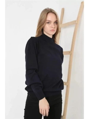 Yarım Balıkçı Yaka Triko Kazak  acivert