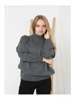 Yarım Balıkçı Yaka Triko Kazak  Füme