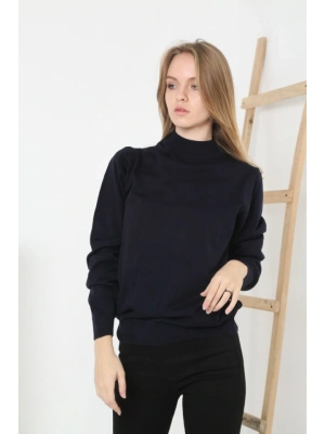 Yarım Boğaz Triko Kazak Yumuşak Dokulu Pamuklu Ince Dokuma, Uzun Kollu Rahat Regular Kalıp  iyah